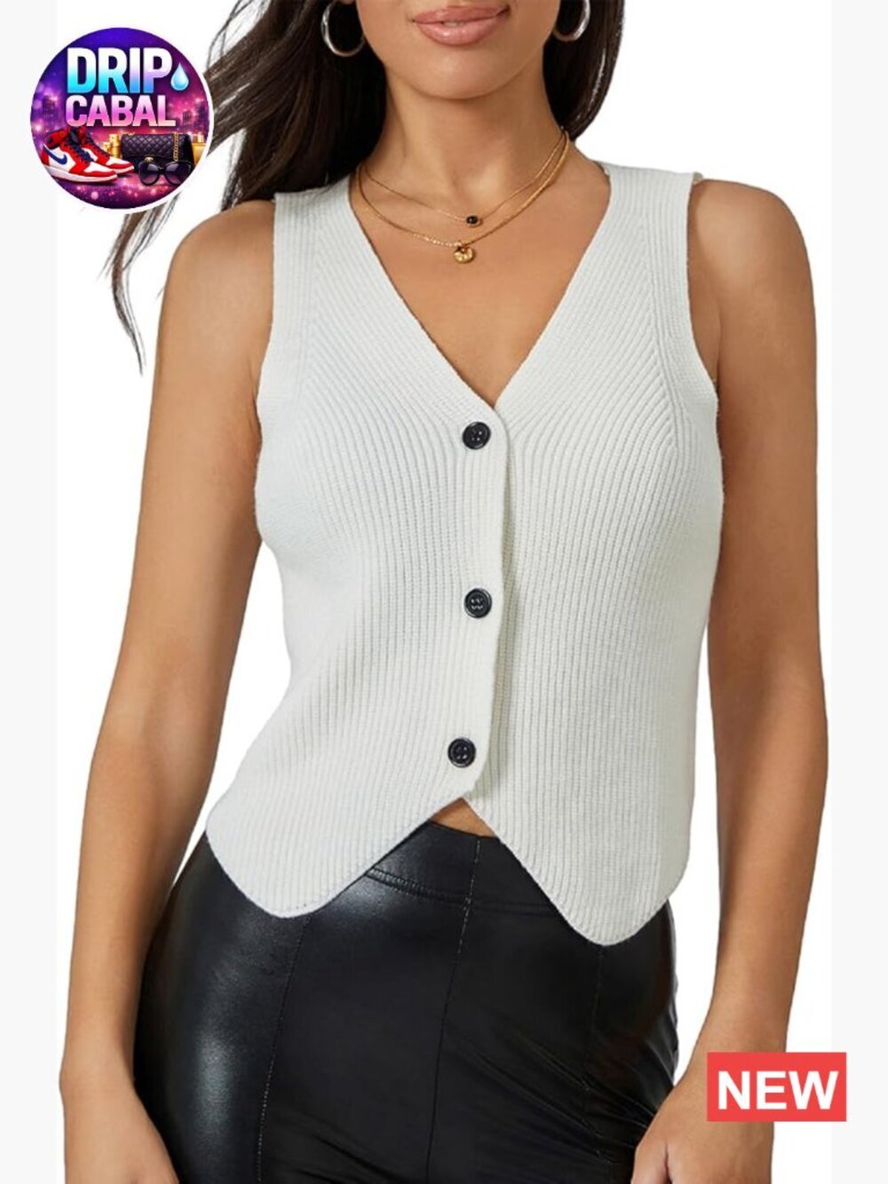 Women Knit Vest Top Y2k V Neck Sleeveless Button Up Crochet Going Out Tops